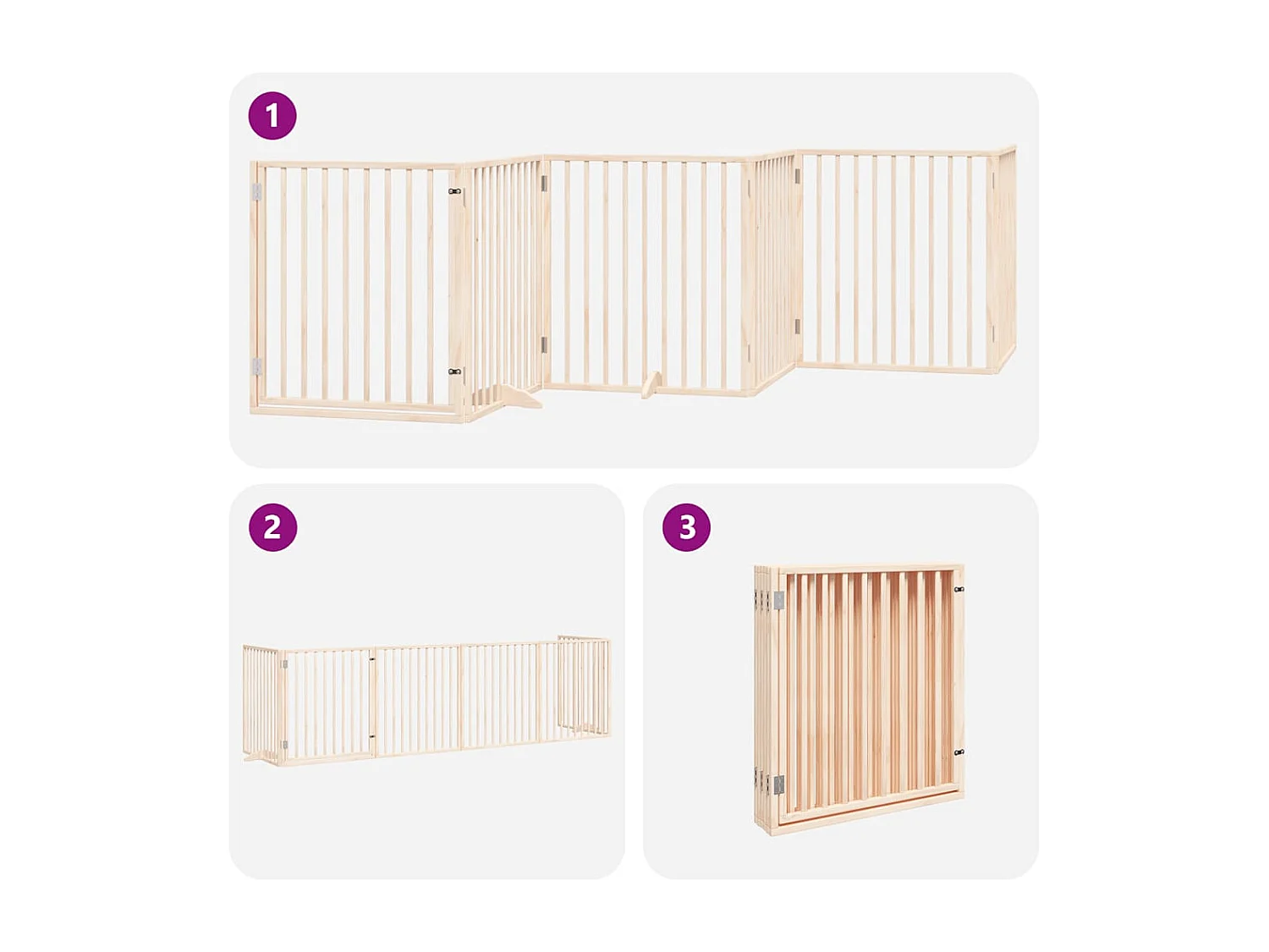 Puerta para perros plegable 6 paneles madera de álamo 480 cm