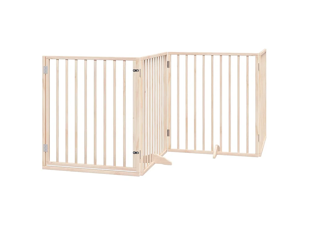 Barrière pour chien avec porte pliable 6 panneaux bois peuplier