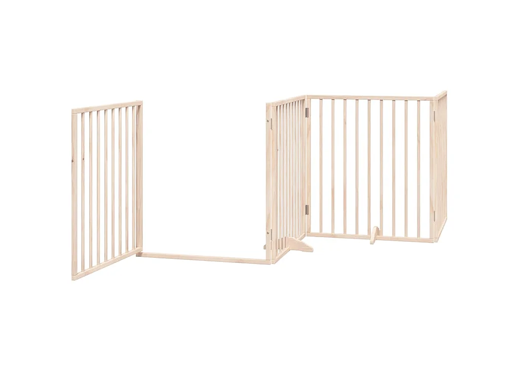 Barrière pour chien avec porte pliable 6 panneaux bois peuplier