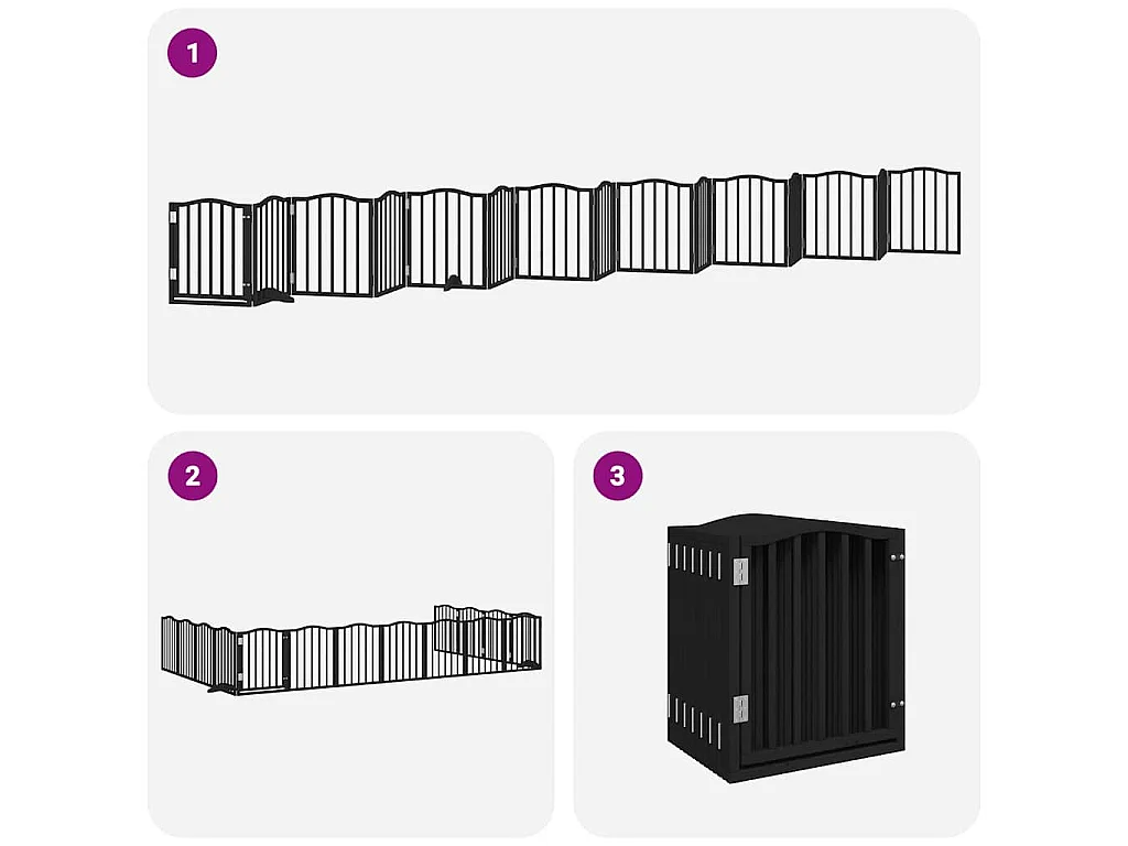 Barrière pour chien porte pliable 15 panneaux noir bois peuplier