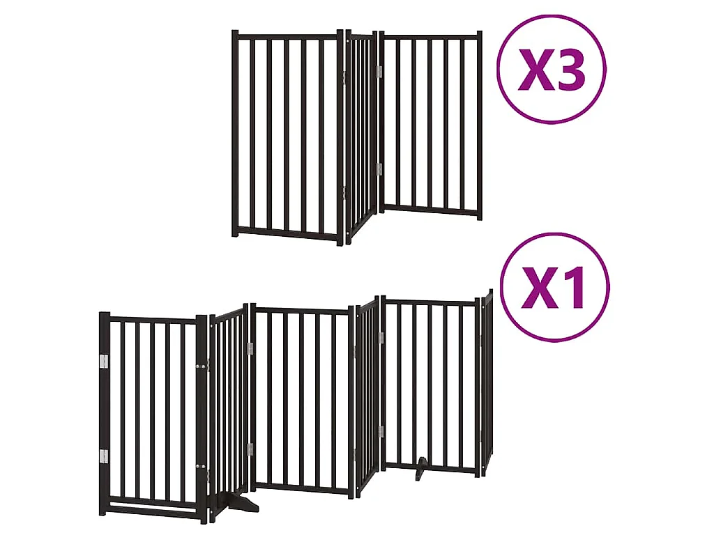 Barrière pour chien porte pliable 15 panneaux noir bois peuplier