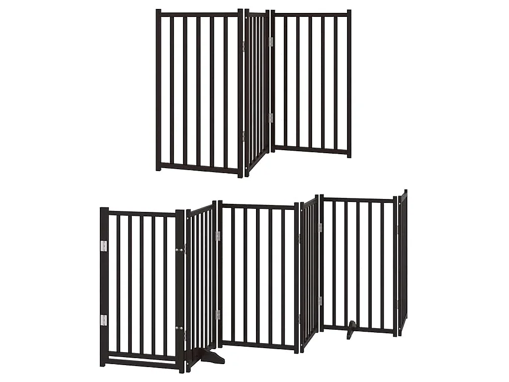 Barrière pour chien porte pliable 15 panneaux noir bois peuplier