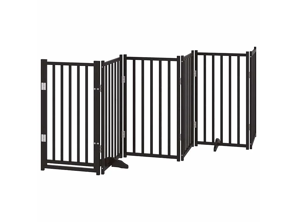 Barrière pour chien porte pliable 15 panneaux noir bois peuplier