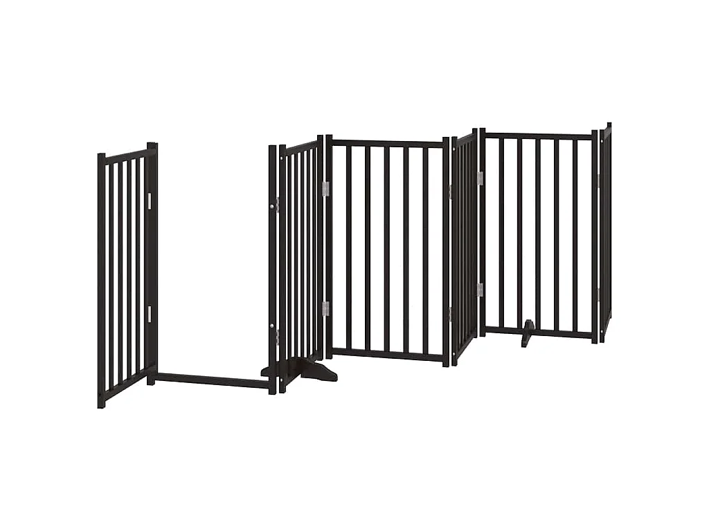 Barrière pour chien porte pliable 15 panneaux noir bois peuplier