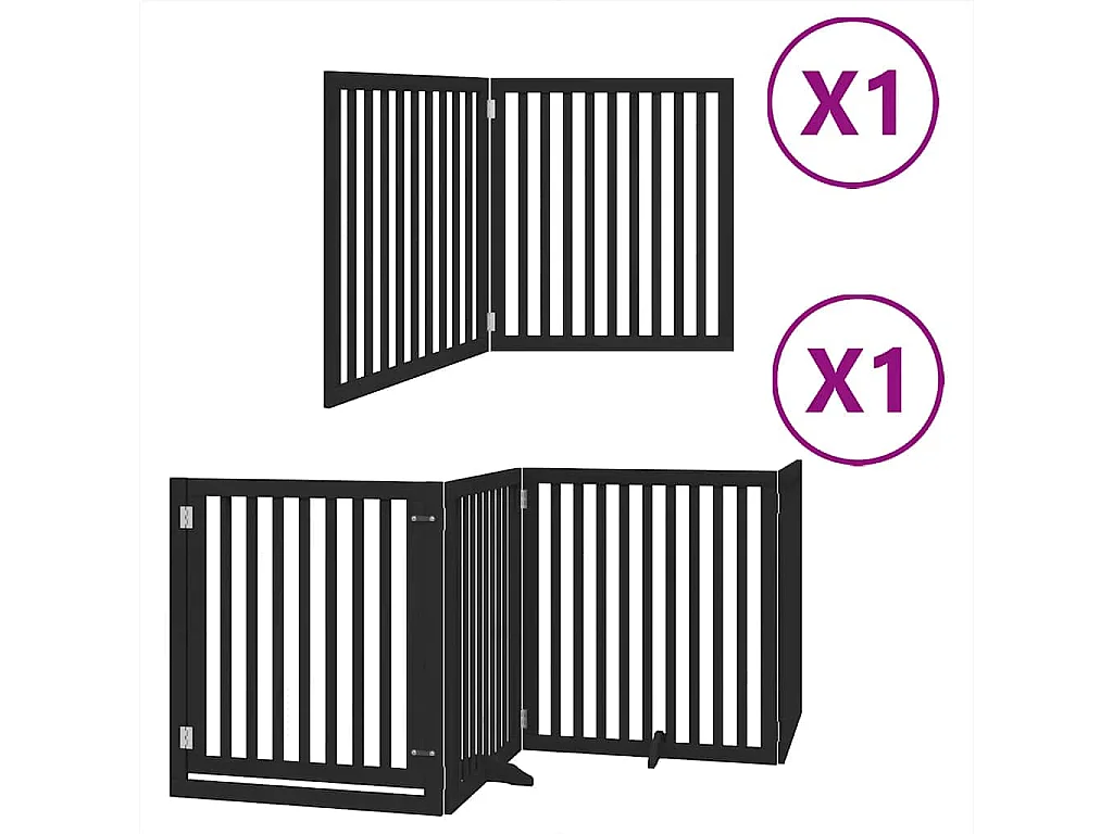 Barrière pour chien porte pliable 6 panneaux noir bois peuplier