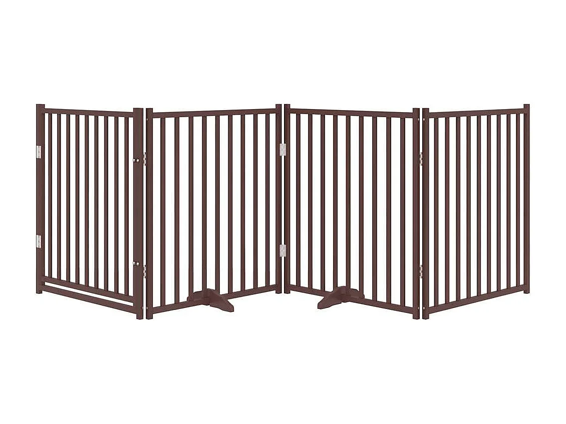 Barrière pour chiens avec porte 4 panneaux bois de sapin massif