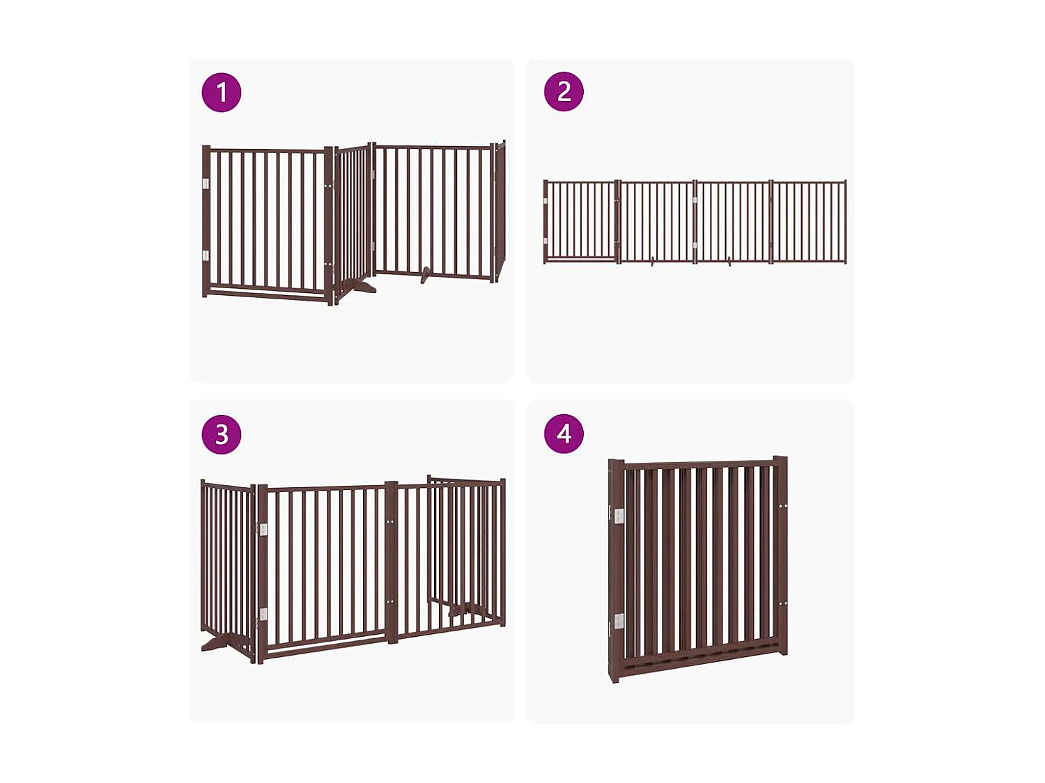 Barrière pour chiens avec porte 4 panneaux bois de sapin massif