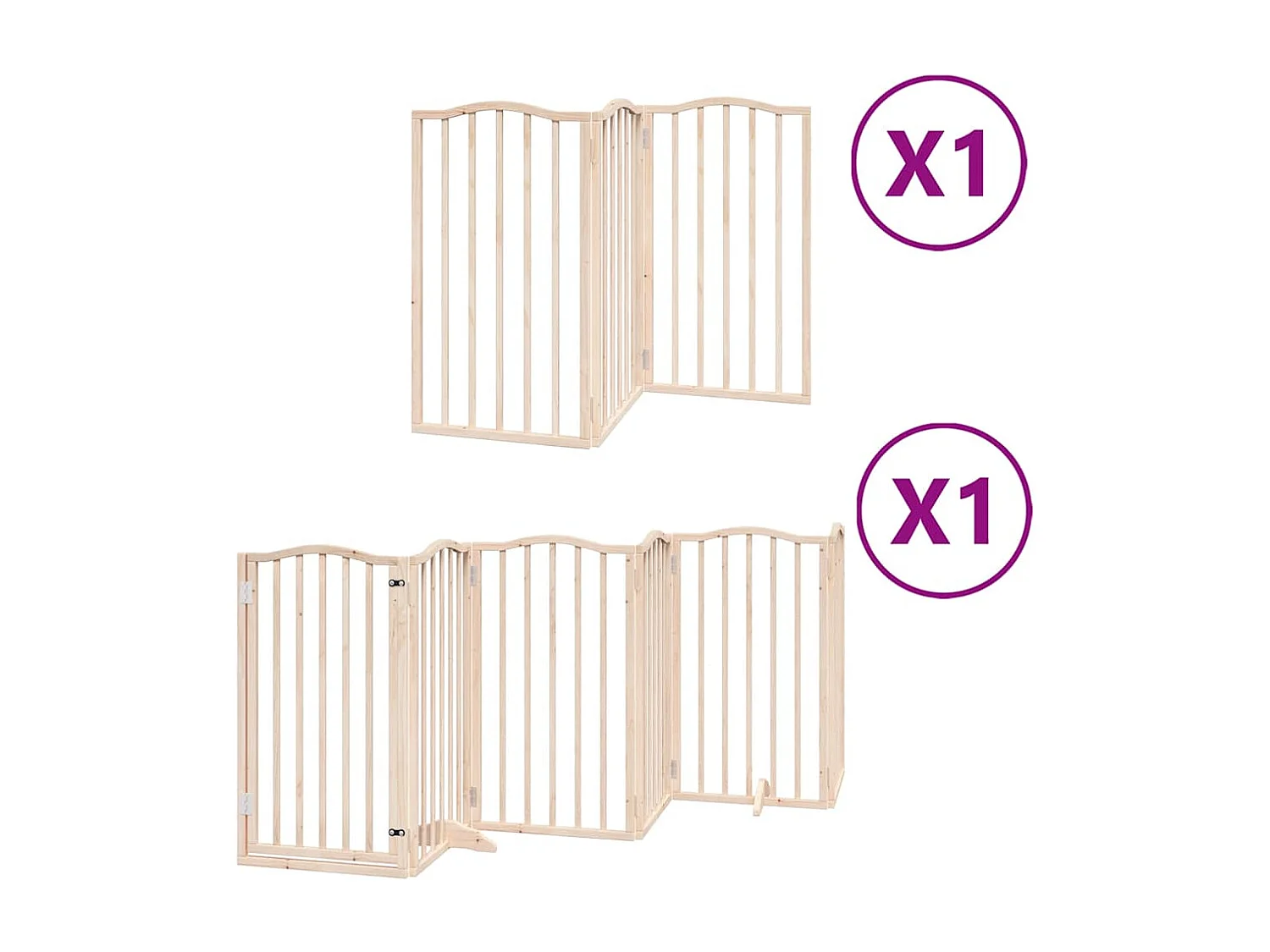 Barrière pour chiens avec porte pliable 9 panneaux bois peuplier