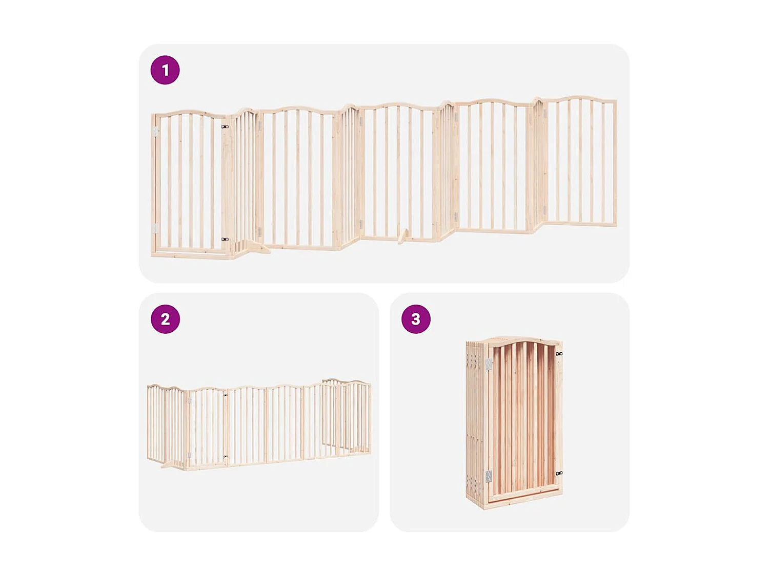 Barrière pour chiens avec porte pliable 9 panneaux bois peuplier