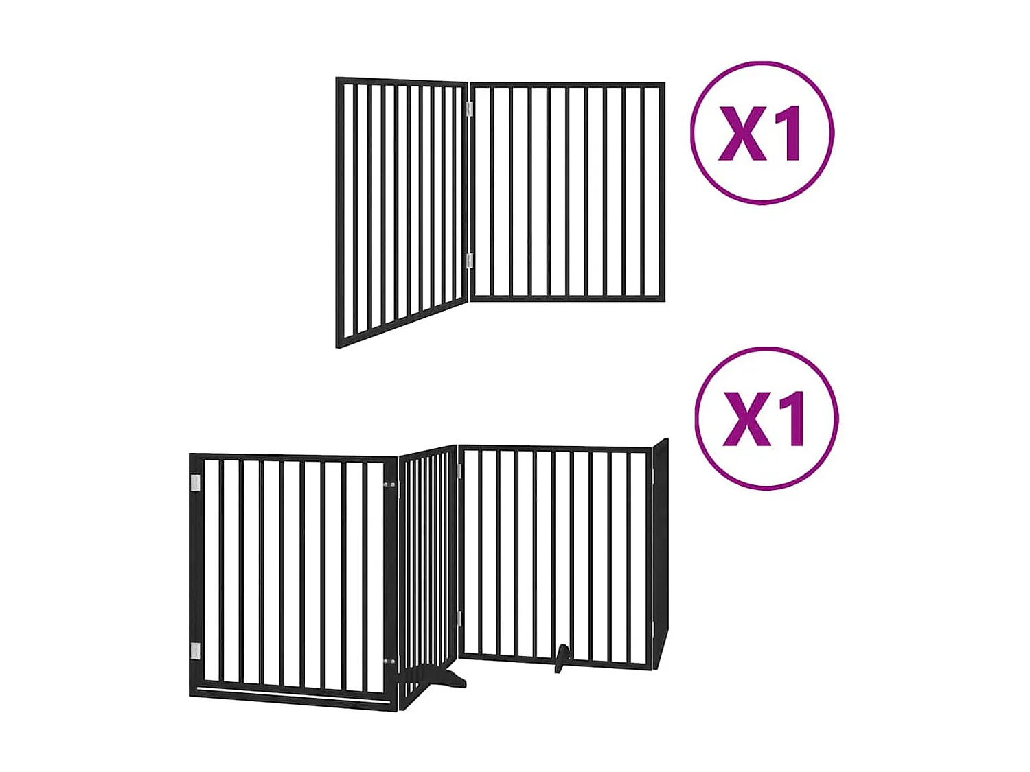 Portão para cães com porta dobrável 6 painéis 480 cm álamo preto