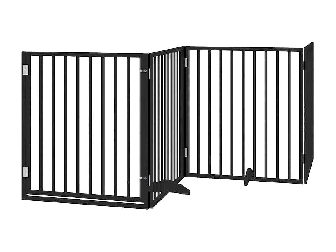 Portão para cães com porta dobrável 6 painéis 480 cm álamo preto