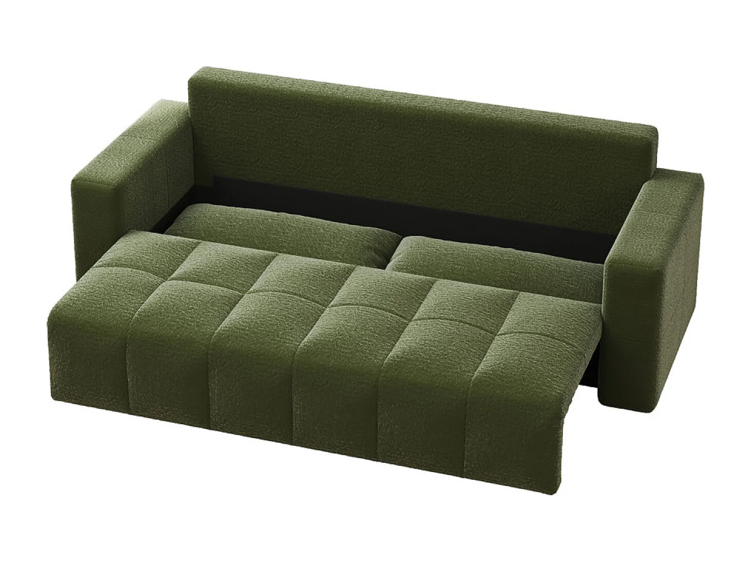 Canapé convertible 3 places avec coffre en bouclette vert CANTERBURY