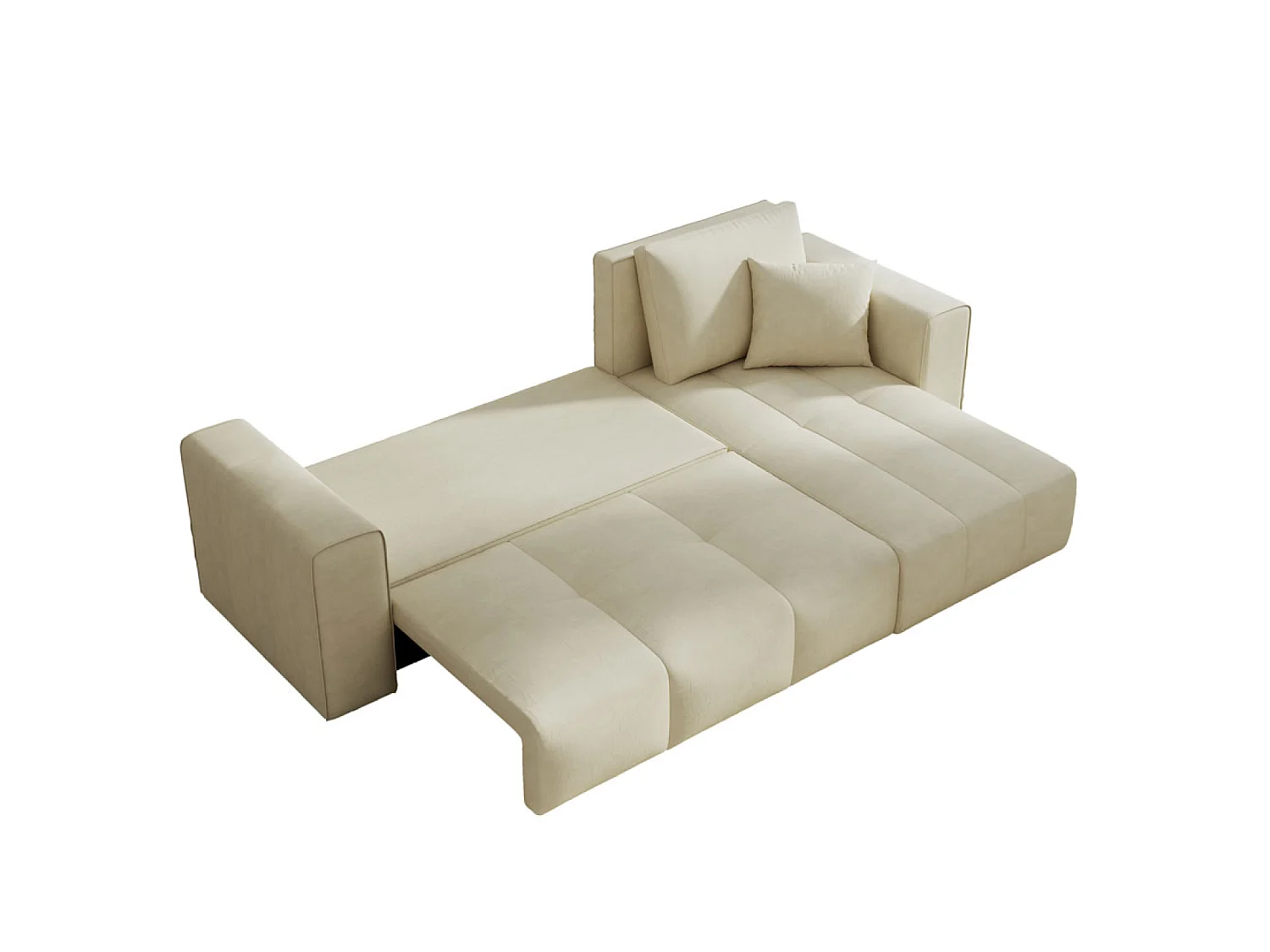 Canapé d'angle convertible 4 places avec coffre en velours beige BRIGHTON