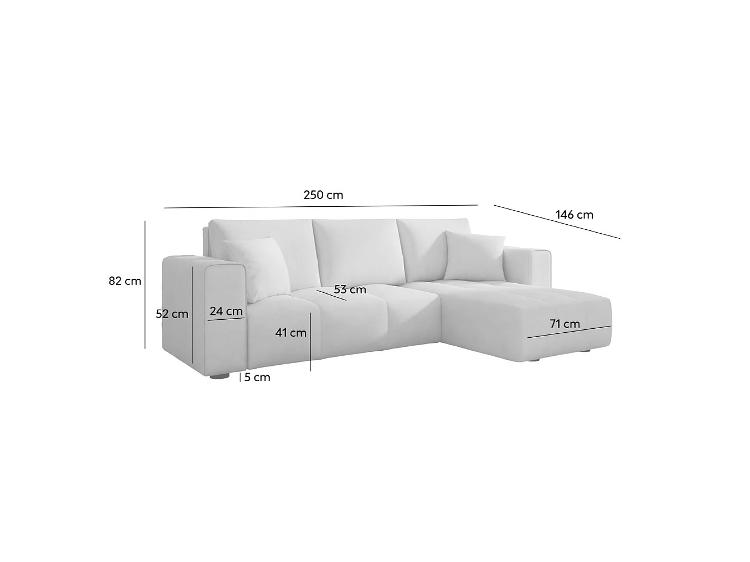 Canapé d'angle convertible 4 places avec coffre en velours beige BRIGHTON