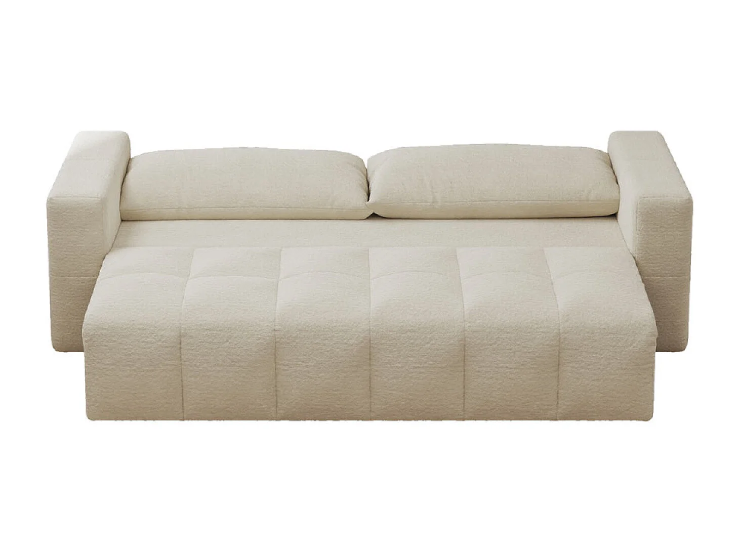Canapé convertible 3 places avec coffre en bouclette beige CANTERBURY