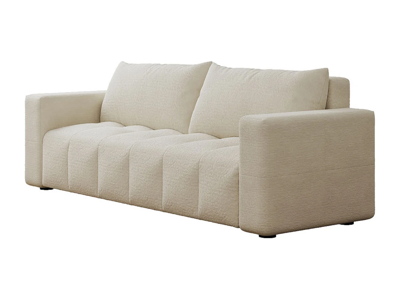 Canapé convertible 3 places avec coffre en bouclette beige CANTERBURY