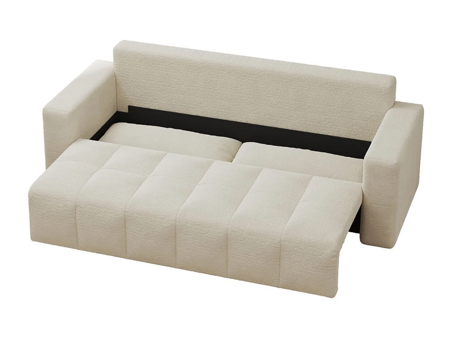 Canapé convertible 3 places avec coffre en bouclette beige CANTERBURY