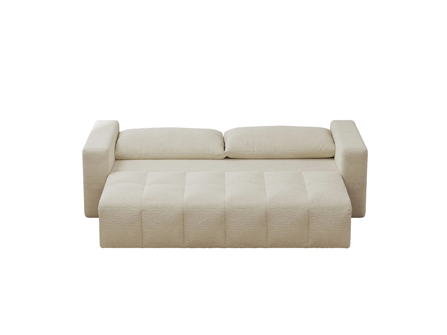 Canapé convertible 3 places avec coffre en bouclette beige CANTERBURY