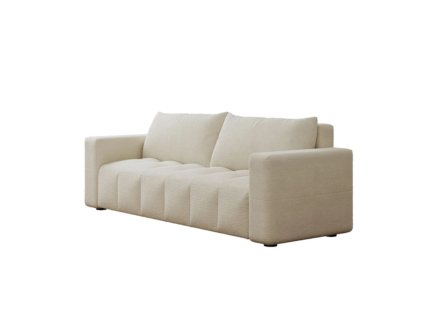 Canapé convertible 3 places avec coffre en bouclette beige CANTERBURY