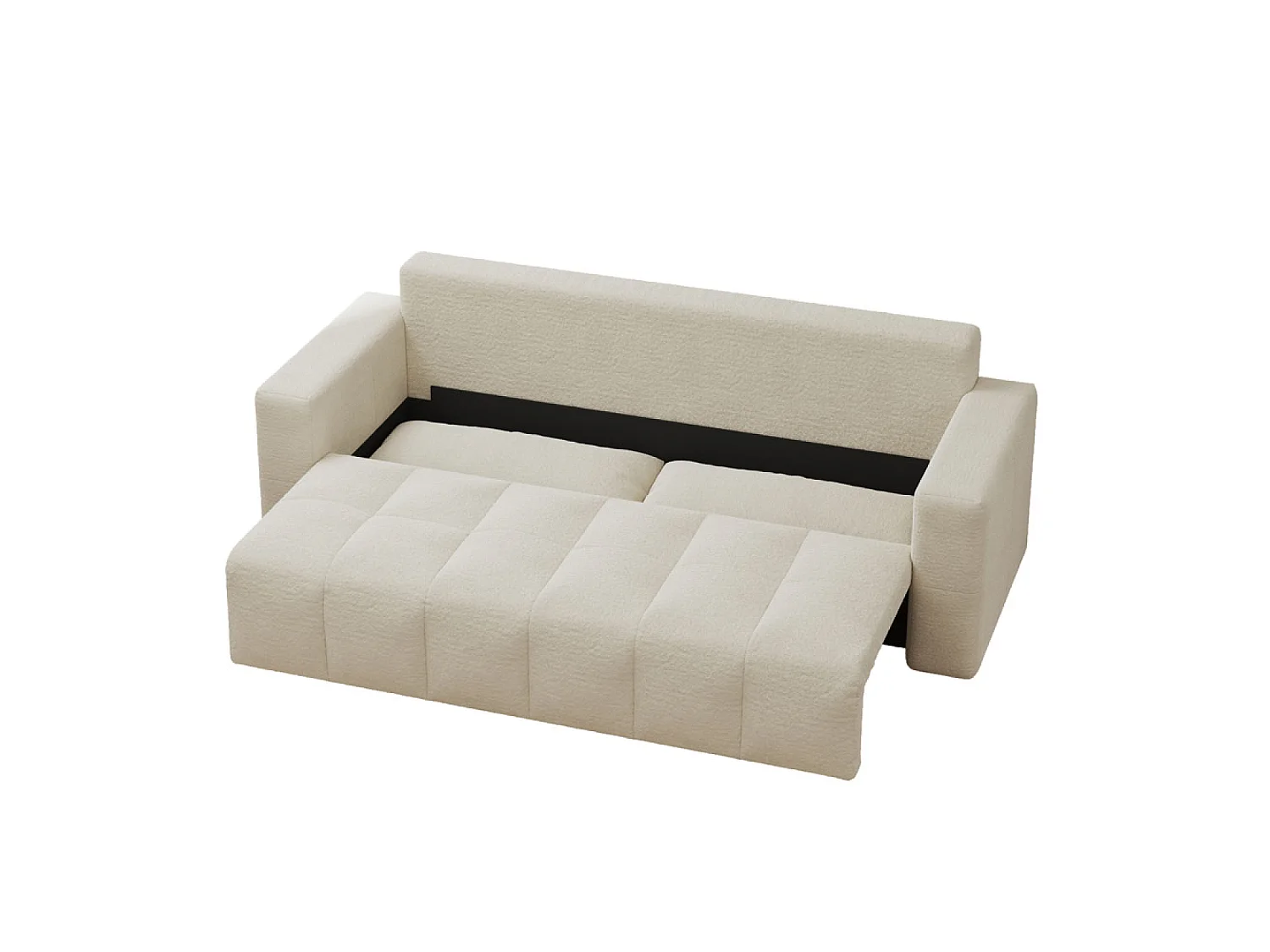 Canapé convertible 3 places avec coffre en bouclette beige CANTERBURY