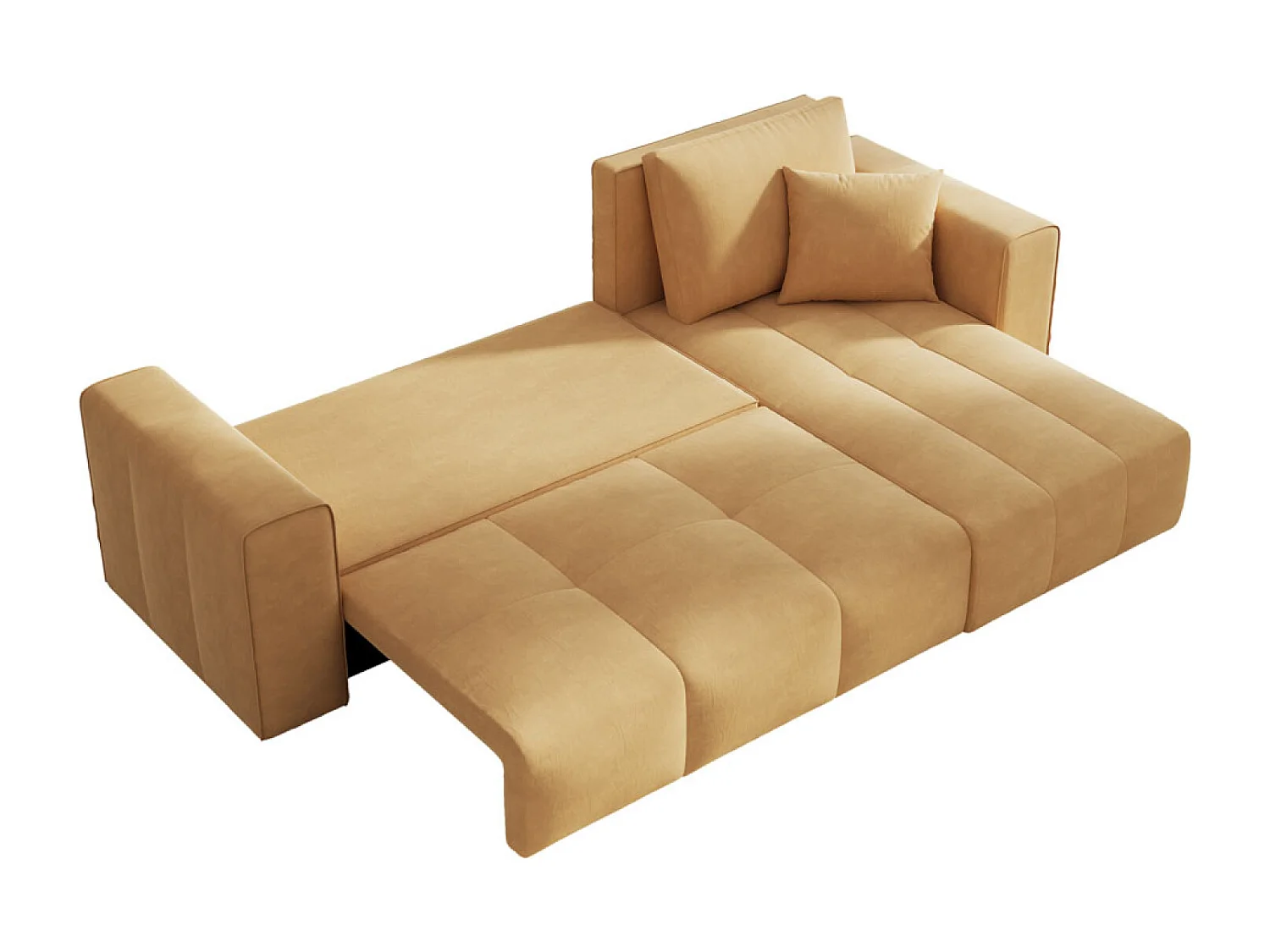 Canapé d'angle convertible 4 places avec coffre en velours jaune BRIGHTON