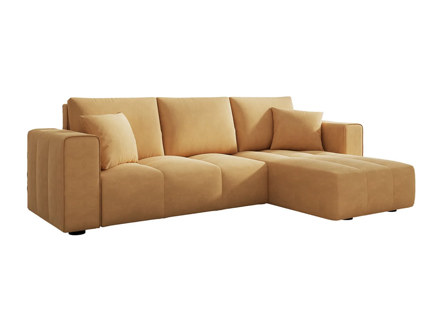 Canapé d'angle convertible 4 places avec coffre en velours jaune BRIGHTON