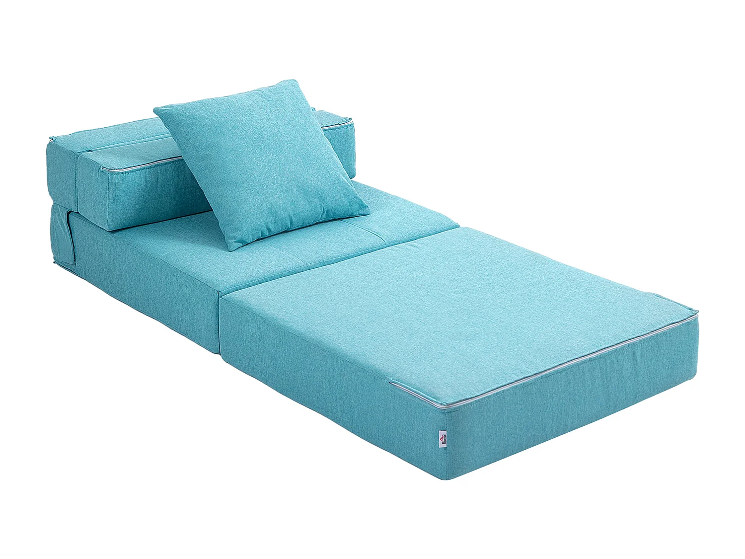 Chauffeuse canapé-lit convertible 1 place - coussin déhoussable inclus - tissu bleu turquoise clair