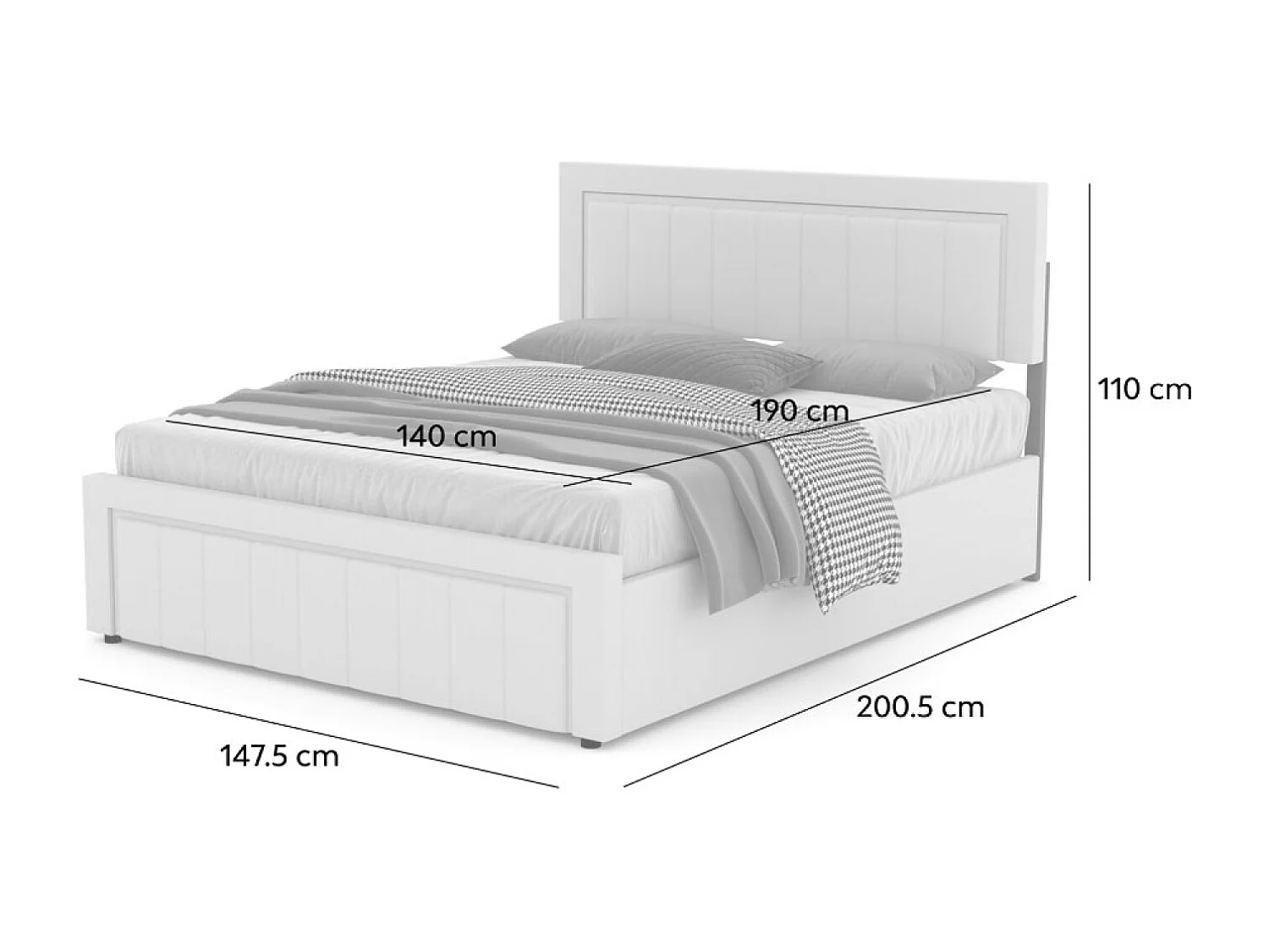 Lit contemporain avec coffre de rangement 140x190cm en velours beige NASHVILLE