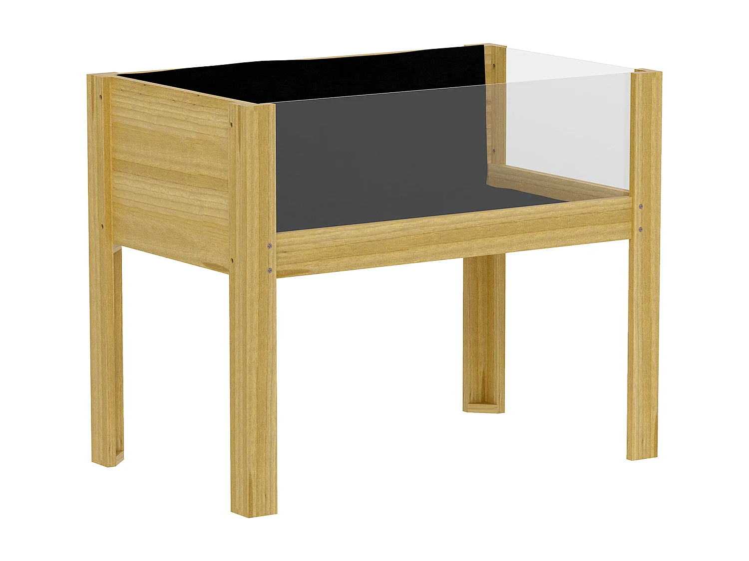 Jardinière sur pied design 2 panneaux acryliques transparents - inserts irrigation, feutre drainage inclus - bois sapin pré-huilé