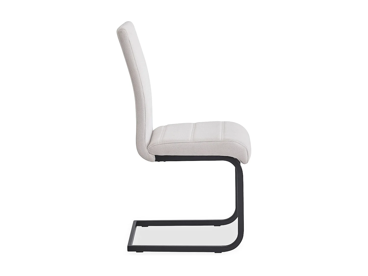 Lot de 4 chaises de salle à manger LETICIA piètement en métal noir et revêtement en tissu blanc