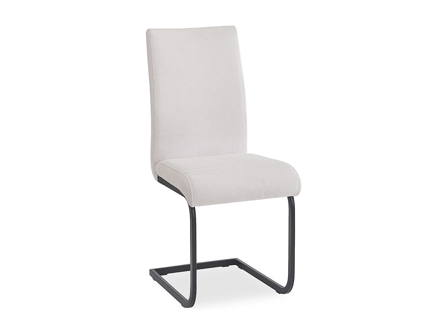 Lot de 4 chaises de salle à manger LETICIA piètement en métal noir et revêtement en tissu blanc