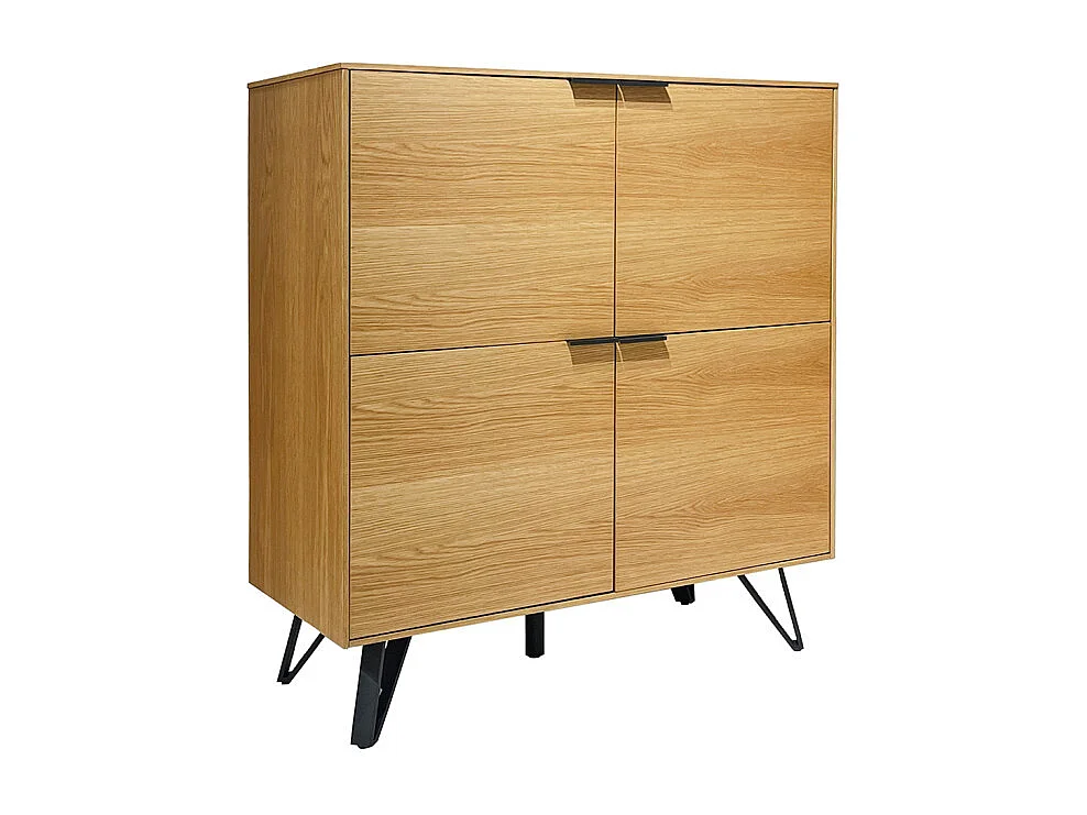 Armoirette de rangement 4 portes placage bois pieds métal – ONYX 2