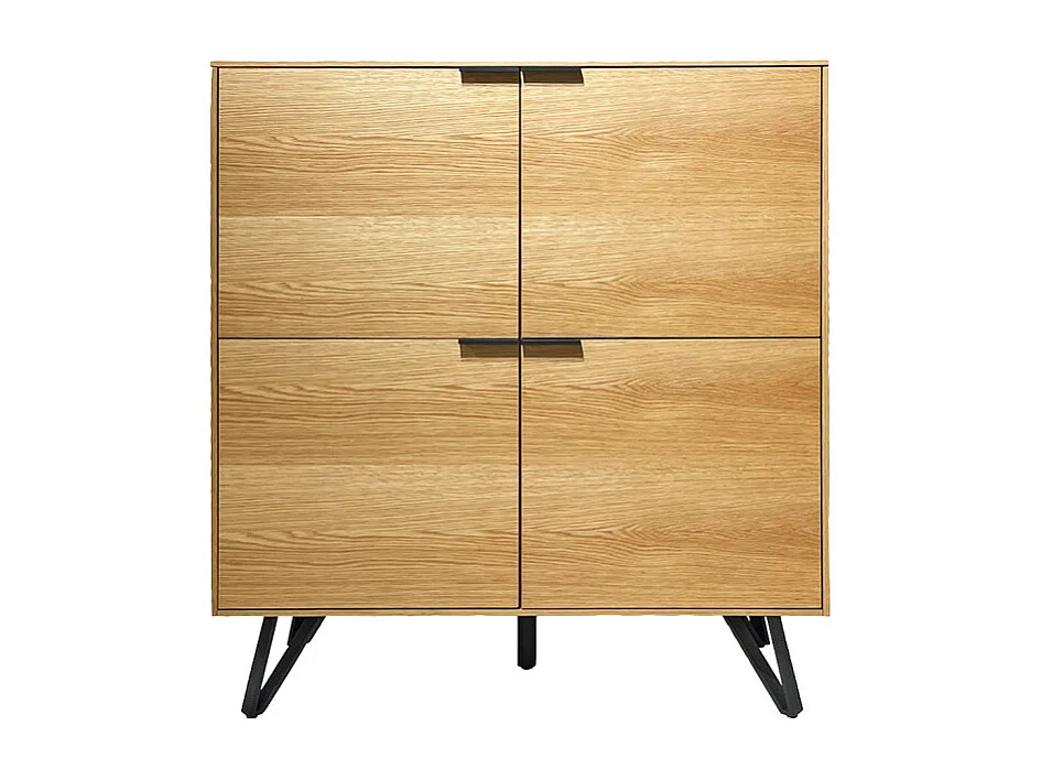 Armoirette de rangement 4 portes placage bois pieds métal – ONYX 2