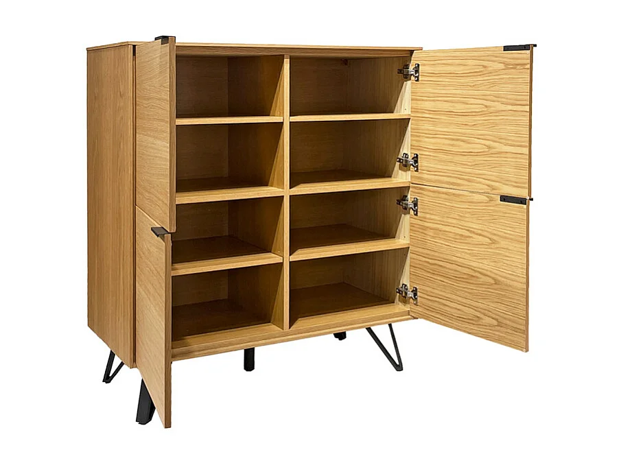 Armoirette de rangement 4 portes placage bois pieds métal – ONYX 2