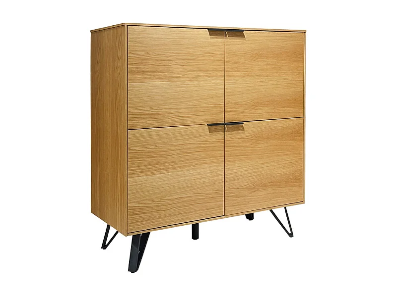 Armoirette de rangement 4 portes placage bois pieds métal – ONYX 2