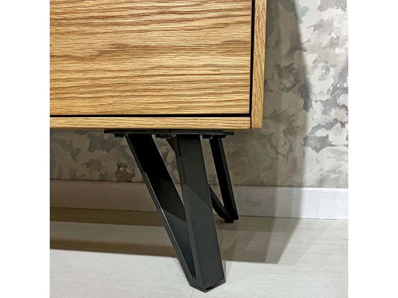 Buffet 165 cm 2 portes 3 tiroirs placage bois pieds métal – ONYX 2