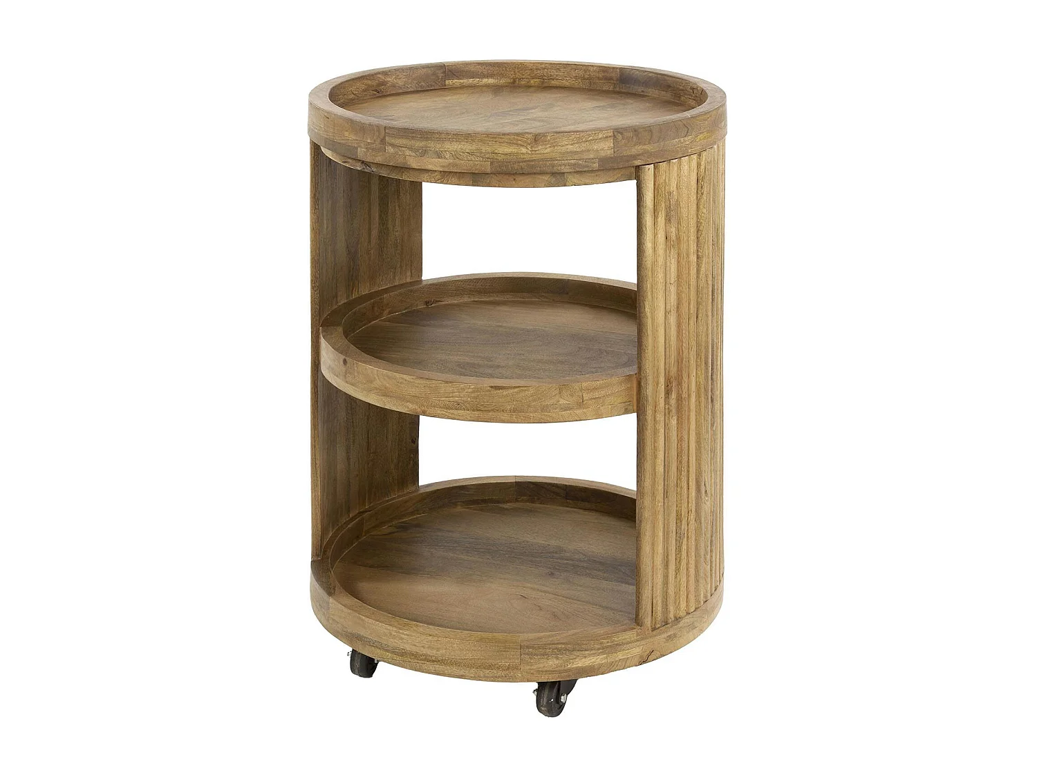 Meuble bar sur roulettes en bois de manguier strié CREEK