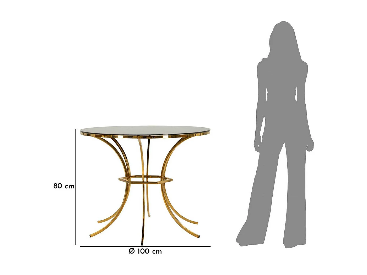 Table de repas en métal et verre Shanty 100 x 80 cm