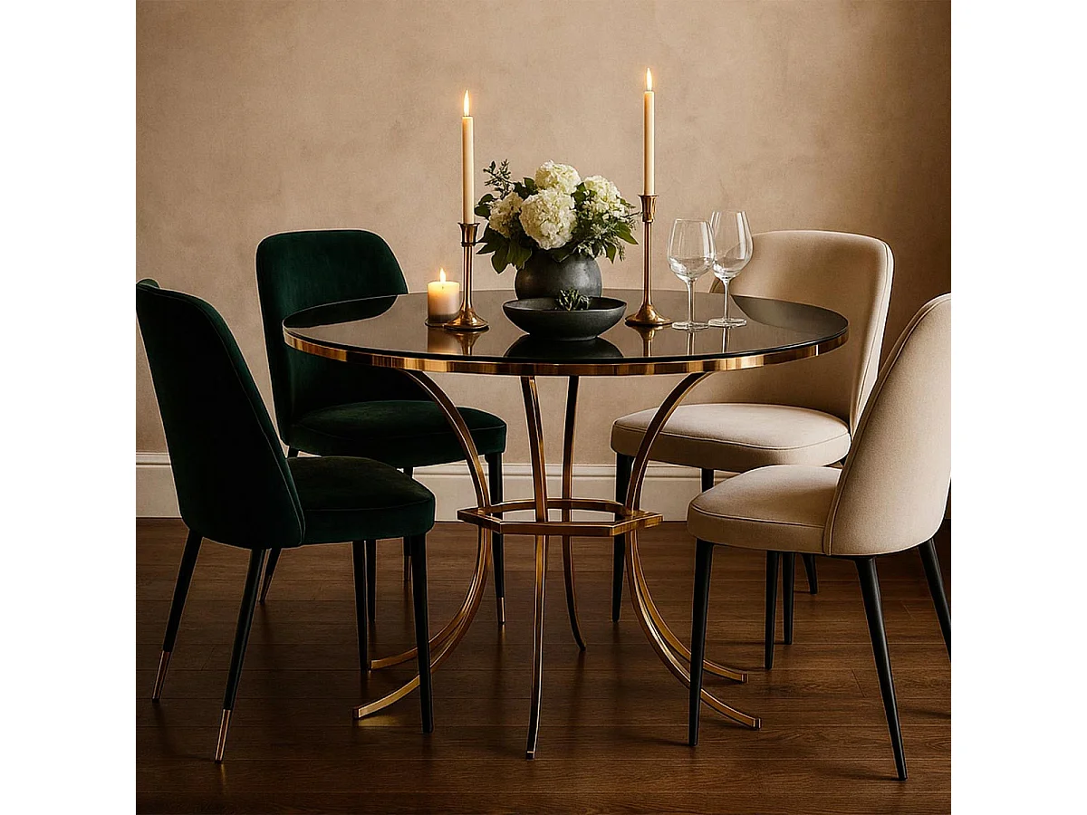 Table de Repas "Shanty" 100cm Noir & Or