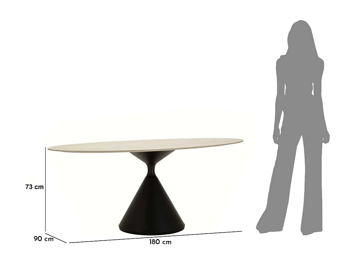 Table repas en métal et MDF Space 180 x 90 x 73 cm