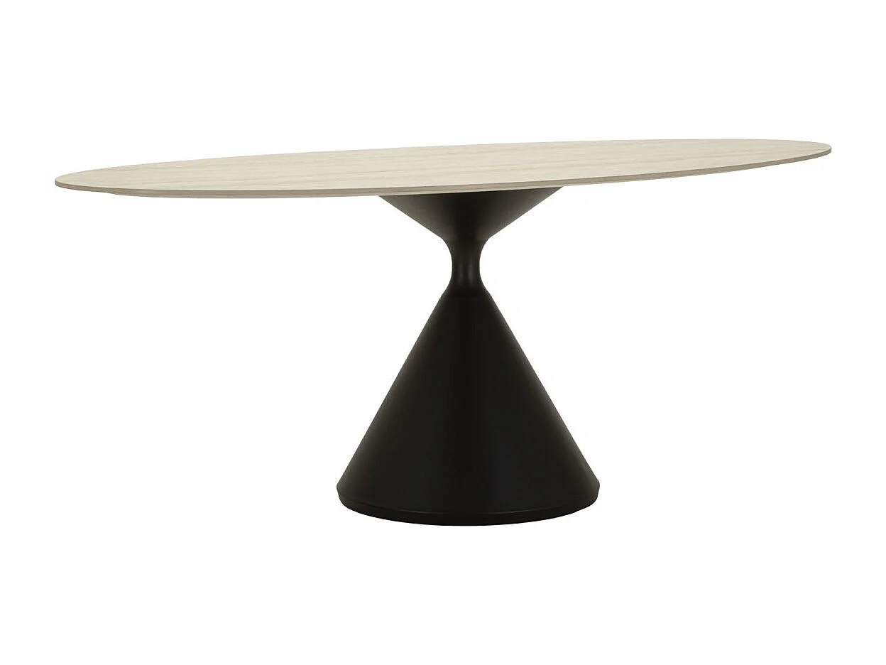 Crème en zwart houten en metalen eettafel