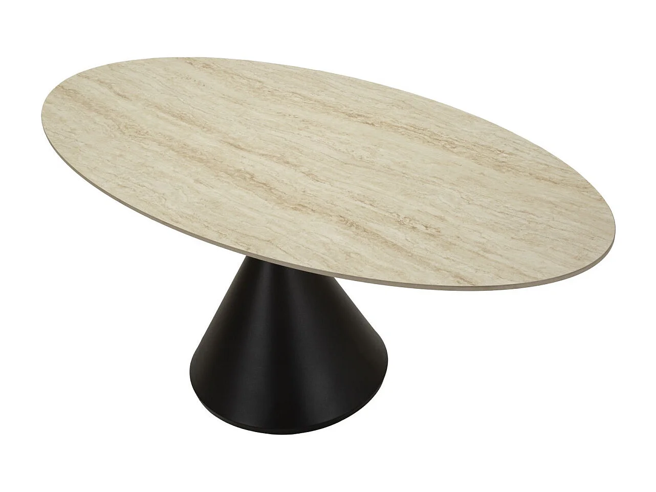 Crème en zwart houten en metalen eettafel