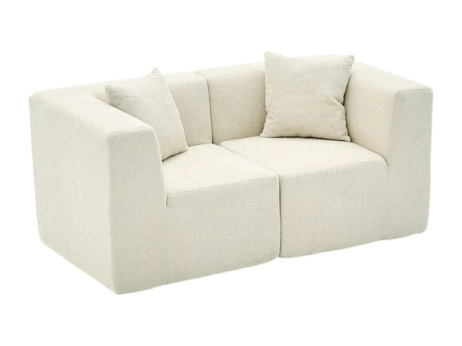 Canapé 2 places compact blanc tissu chenille PLOVIA