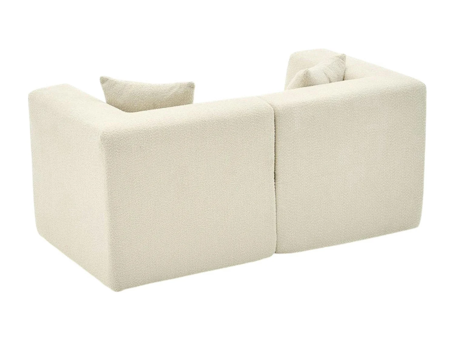 Canapé 2 places compact blanc tissu chenille PLOVIA