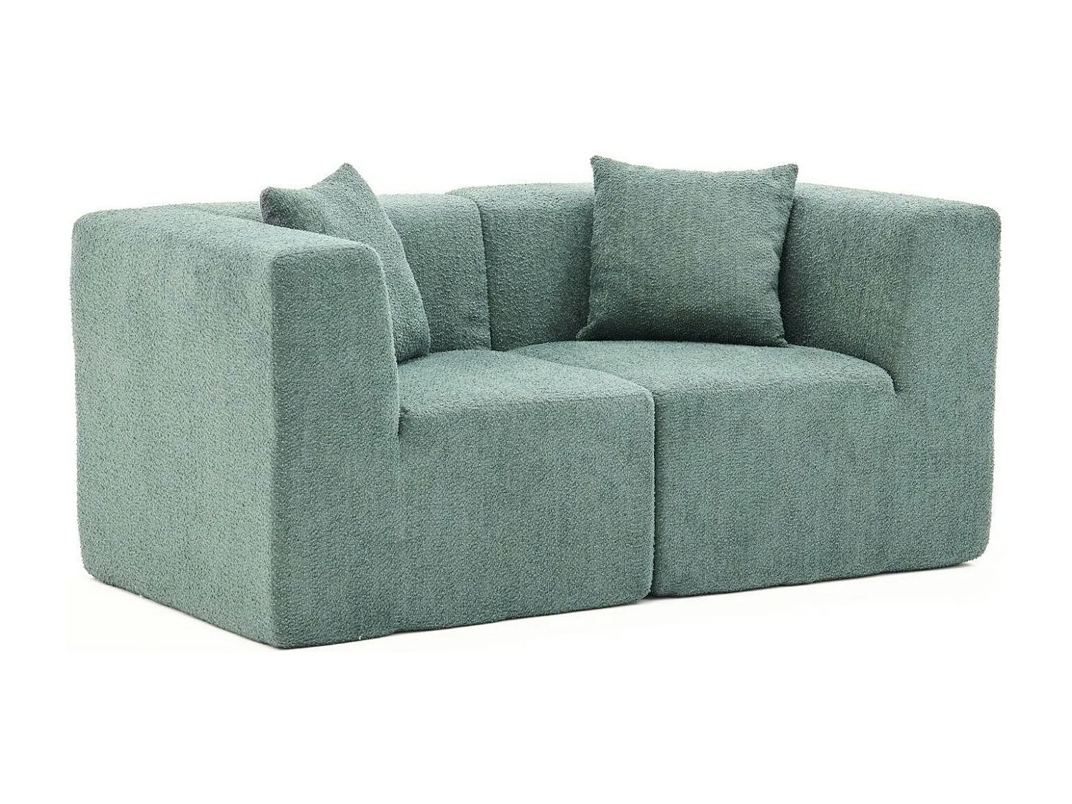 Canapé 2 places compact vert tissu chenille PLOVIA