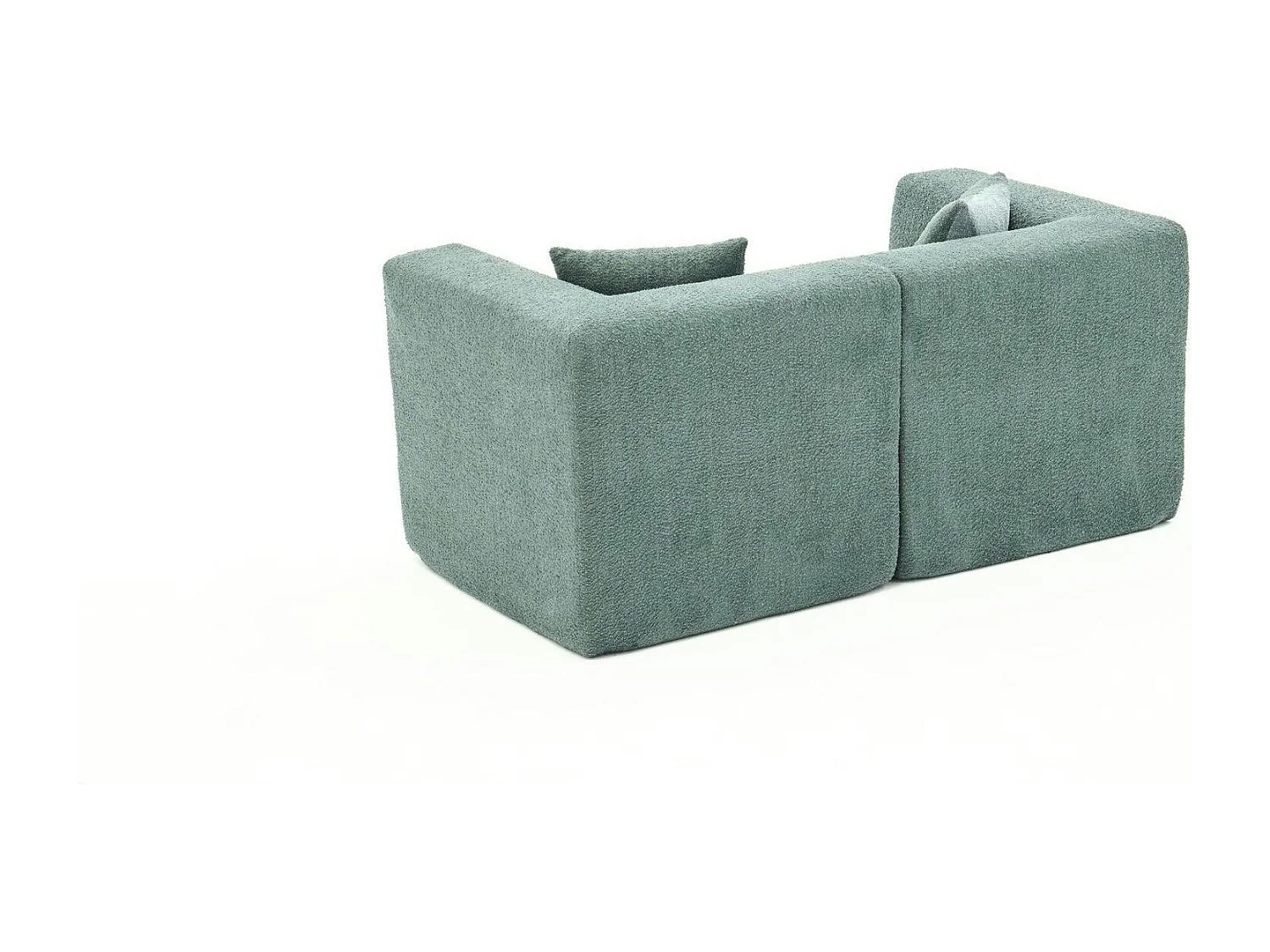 Canapé 2 places compact vert tissu chenille PLOVIA