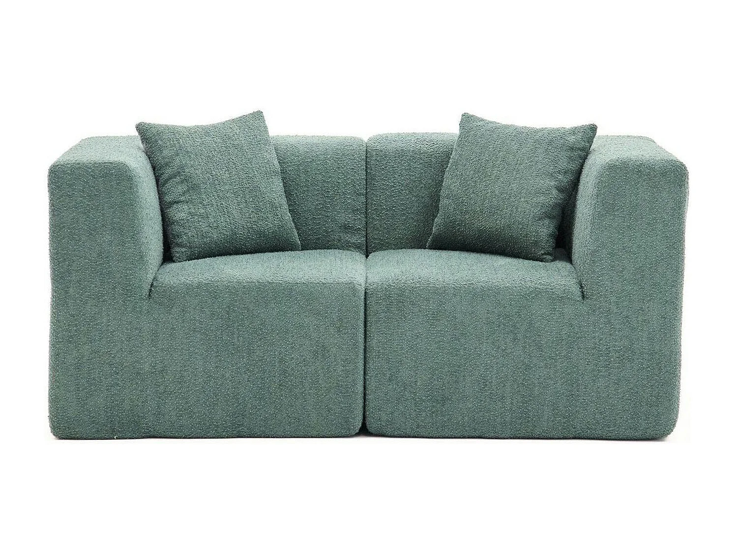 Canapé 2 places compact vert tissu chenille PLOVIA