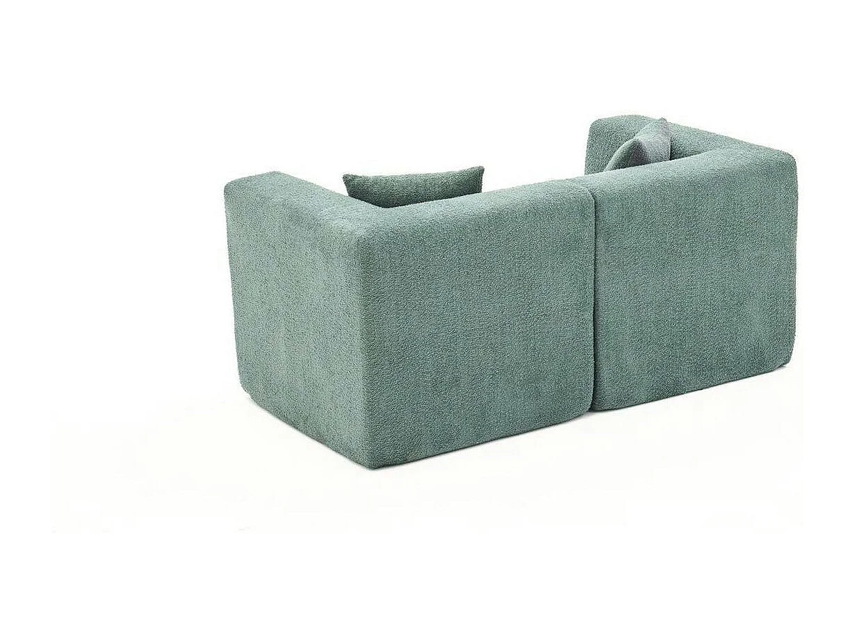 Canapé 2 places compact vert tissu chenille PLOVIA