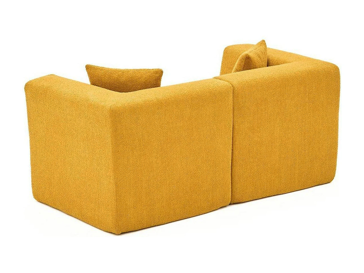 Canapé 2 places compact moutarde tissu chenille PLOVIA