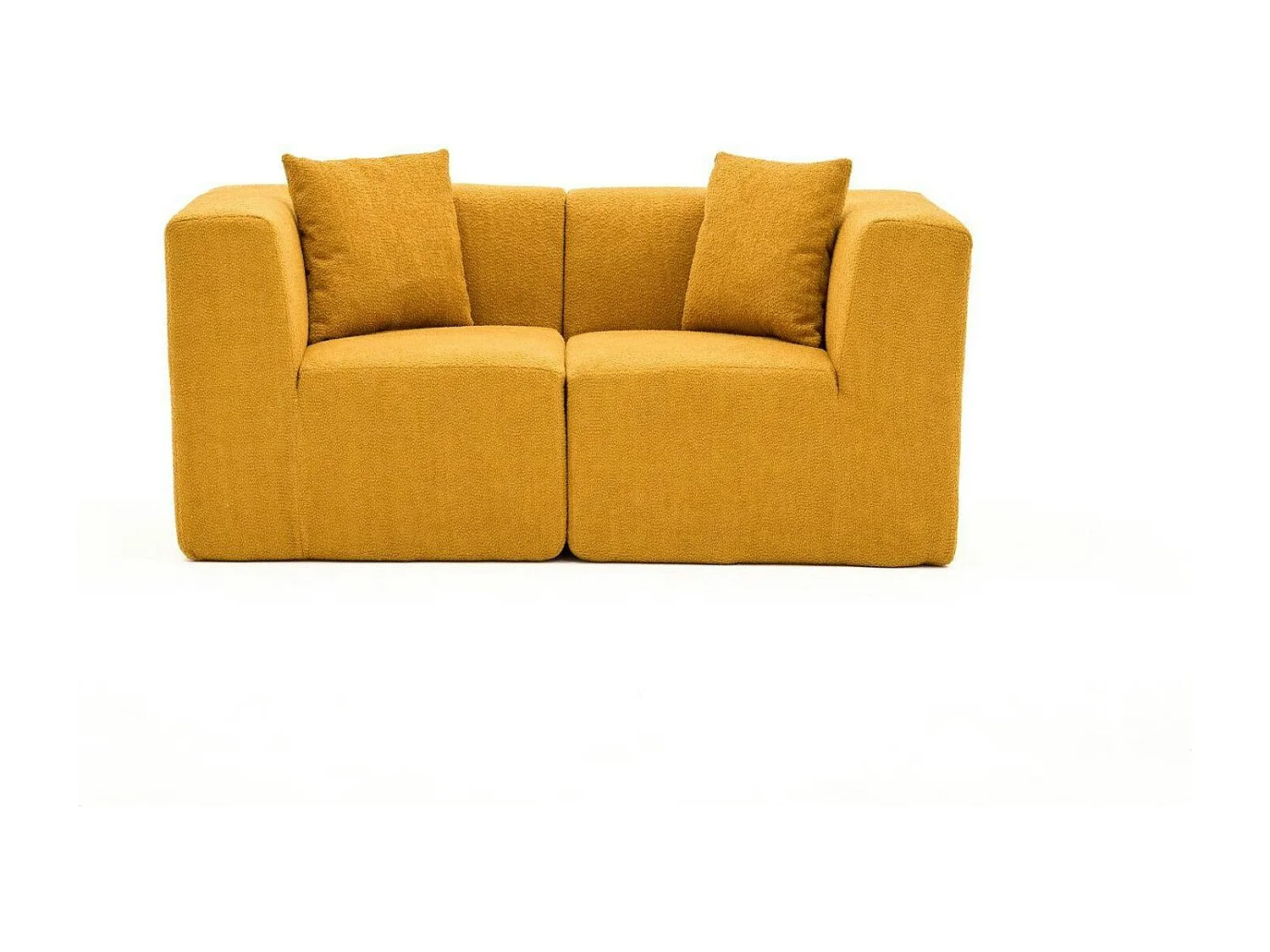 Canapé 2 places compact moutarde tissu chenille PLOVIA